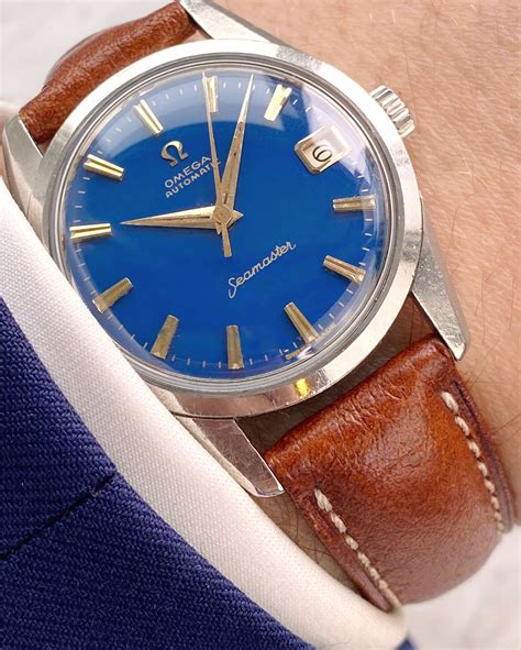 vintage omega seamaster blue dial|Omega Seamaster black gilt.